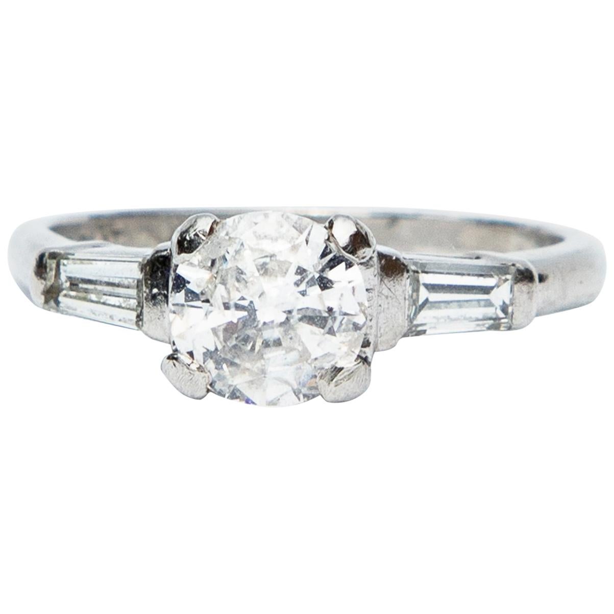 Art Deco Platinum Diamond Solitaire Engagement Ring