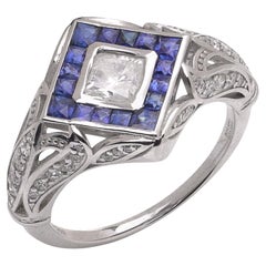 Anello solitario in platino Art Deco con diamante