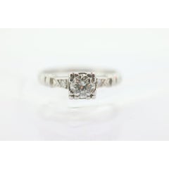 Art Deco PLATINUM Diamond Solitaire Ring. Platinum diamond Square setting