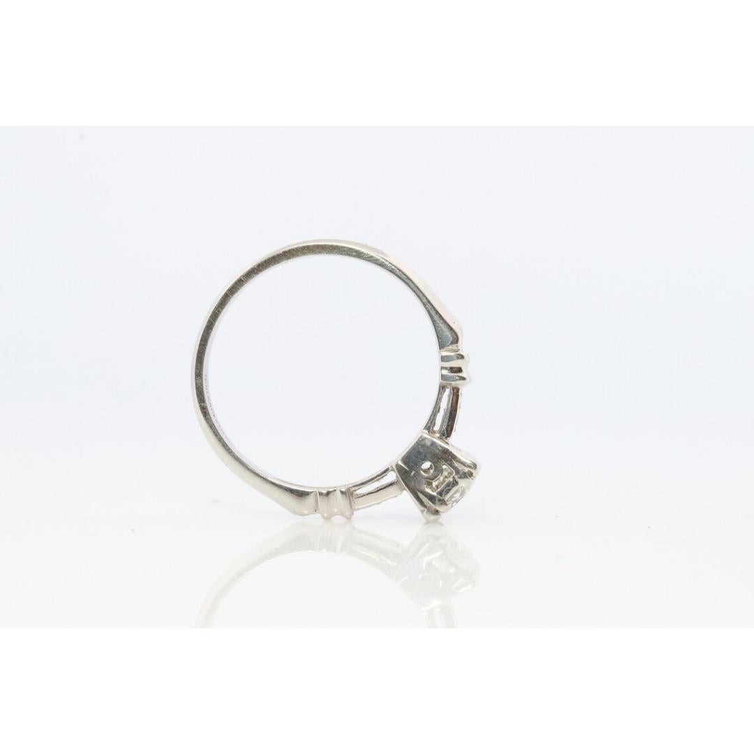Women's Art Deco PLATINUM Diamond Solitaire Ring. Platinum diamond Square setting For Sale