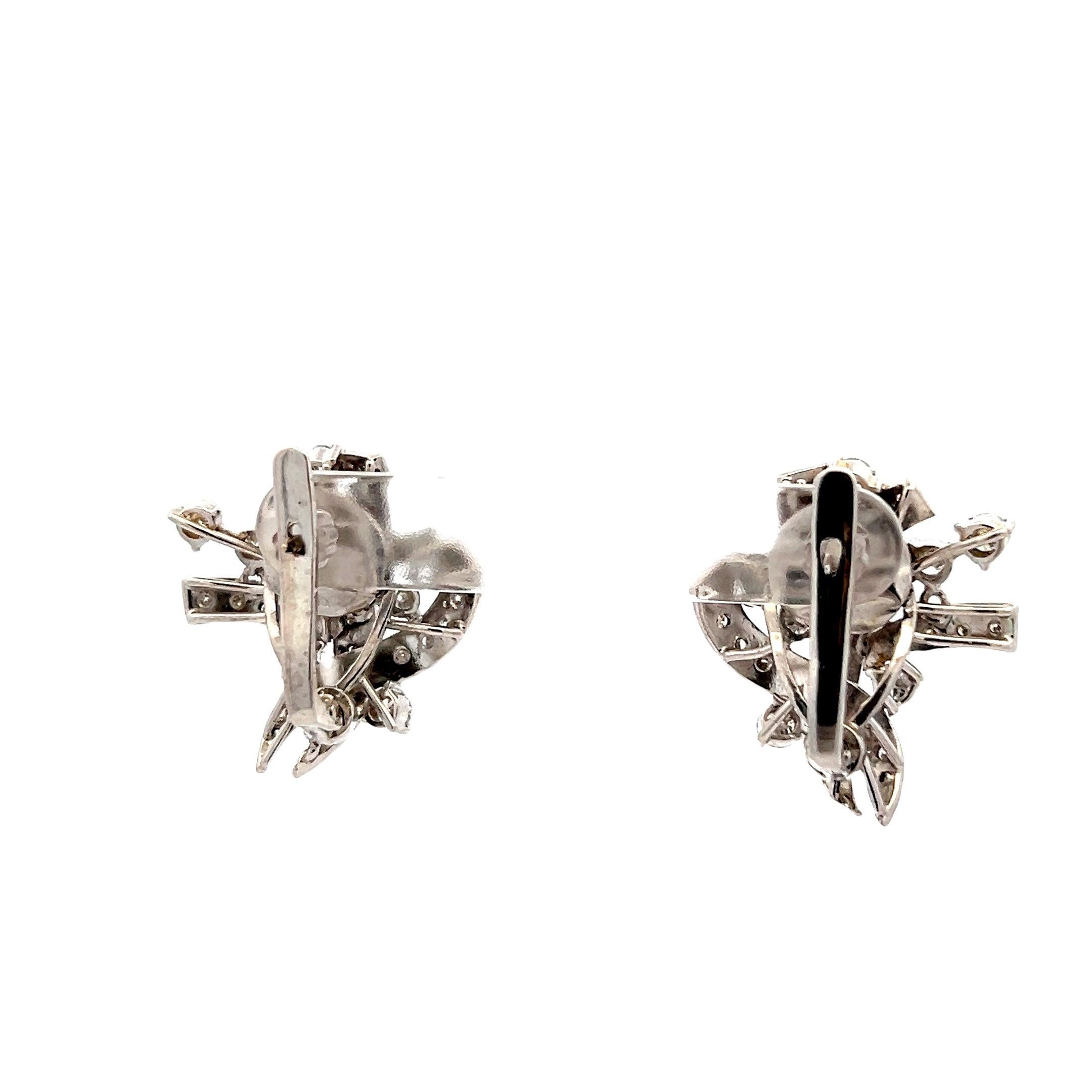 Orecchini spray di diamanti in platino Art Deco, 3 carati in vendita 3