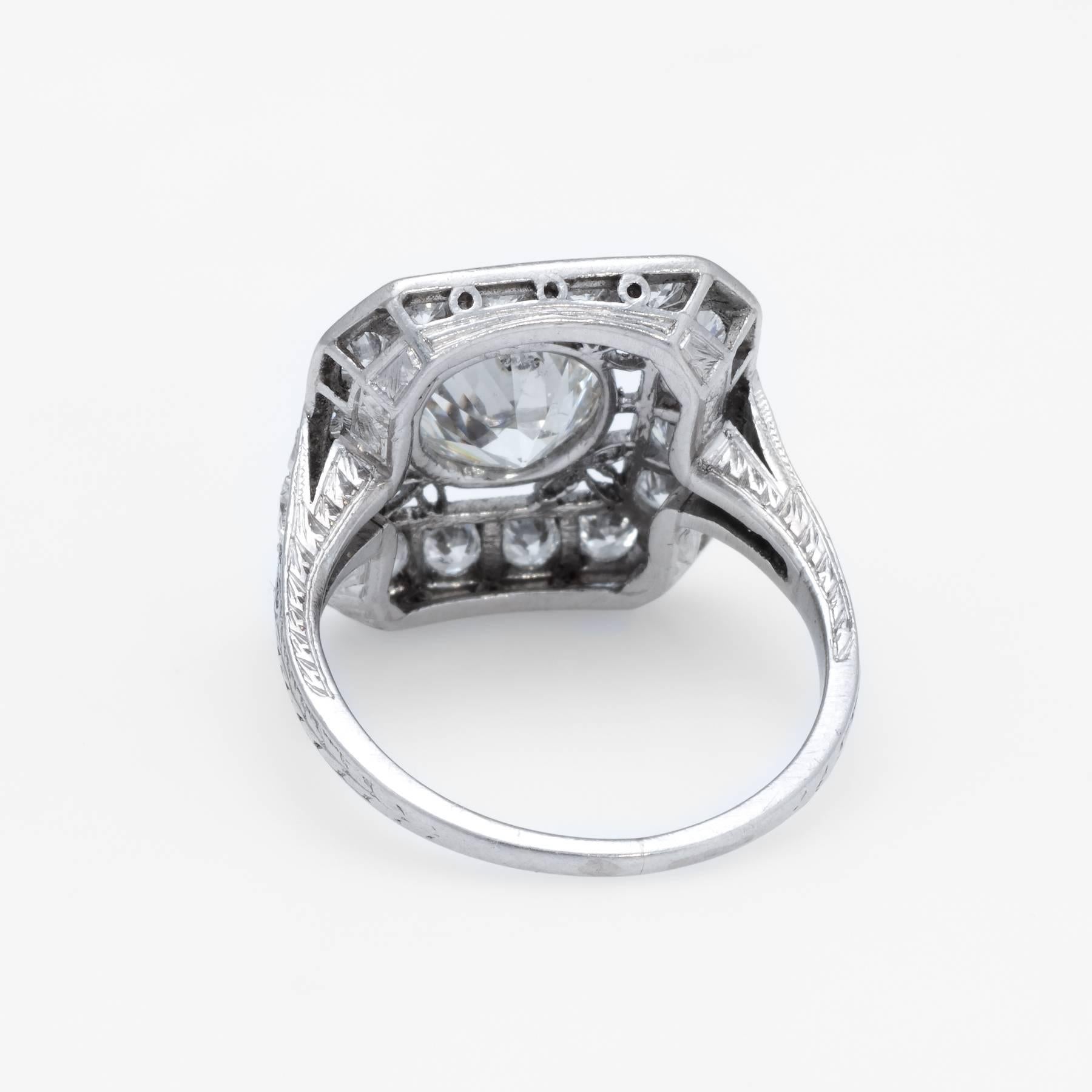 Women's Art Deco Platinum Diamond Square Cocktail Ring 