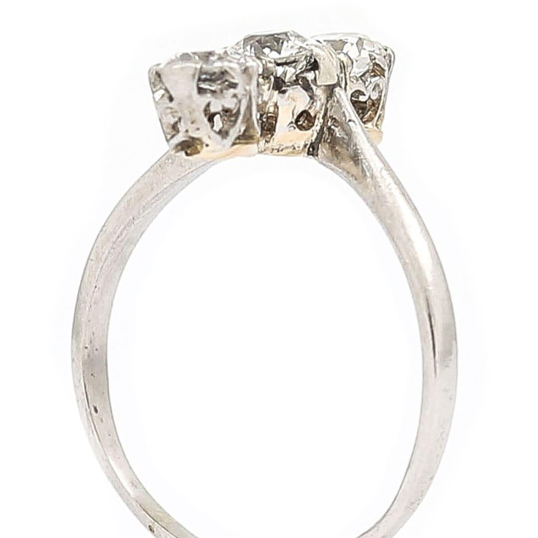 Art Deco Platinum Diamond Three Stone Ring 5