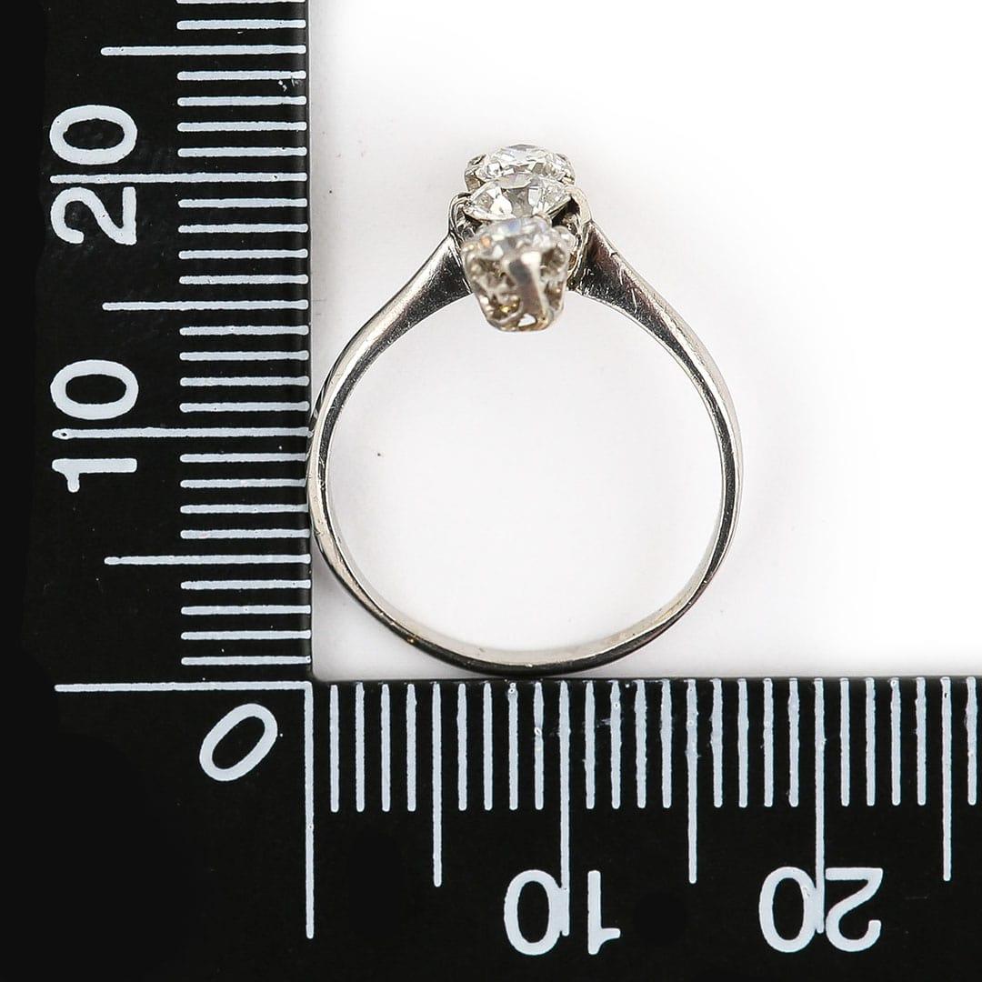Art Deco Platinum Diamond Three Stone Ring 8