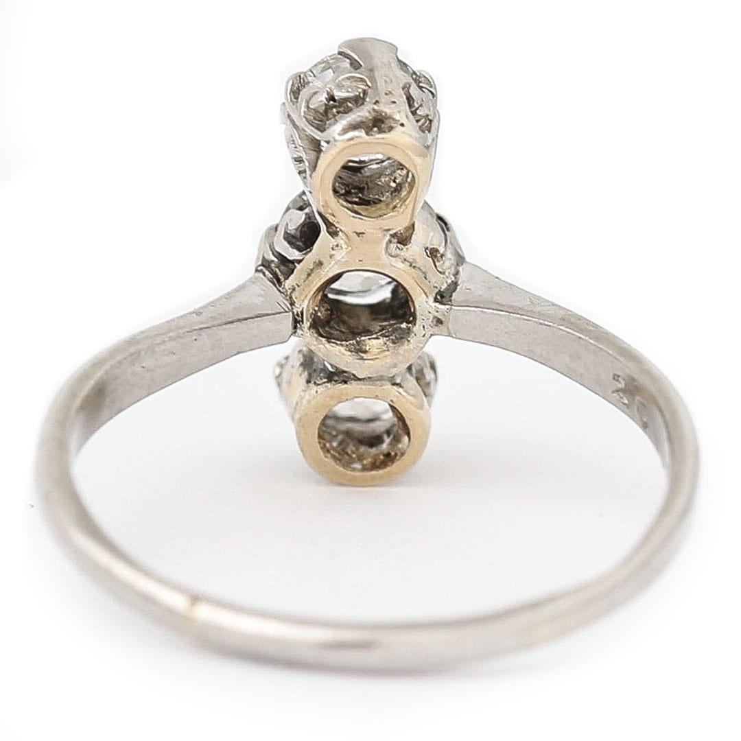 Women's or Men's Art Deco Platinum Diamond Three Stone Ring