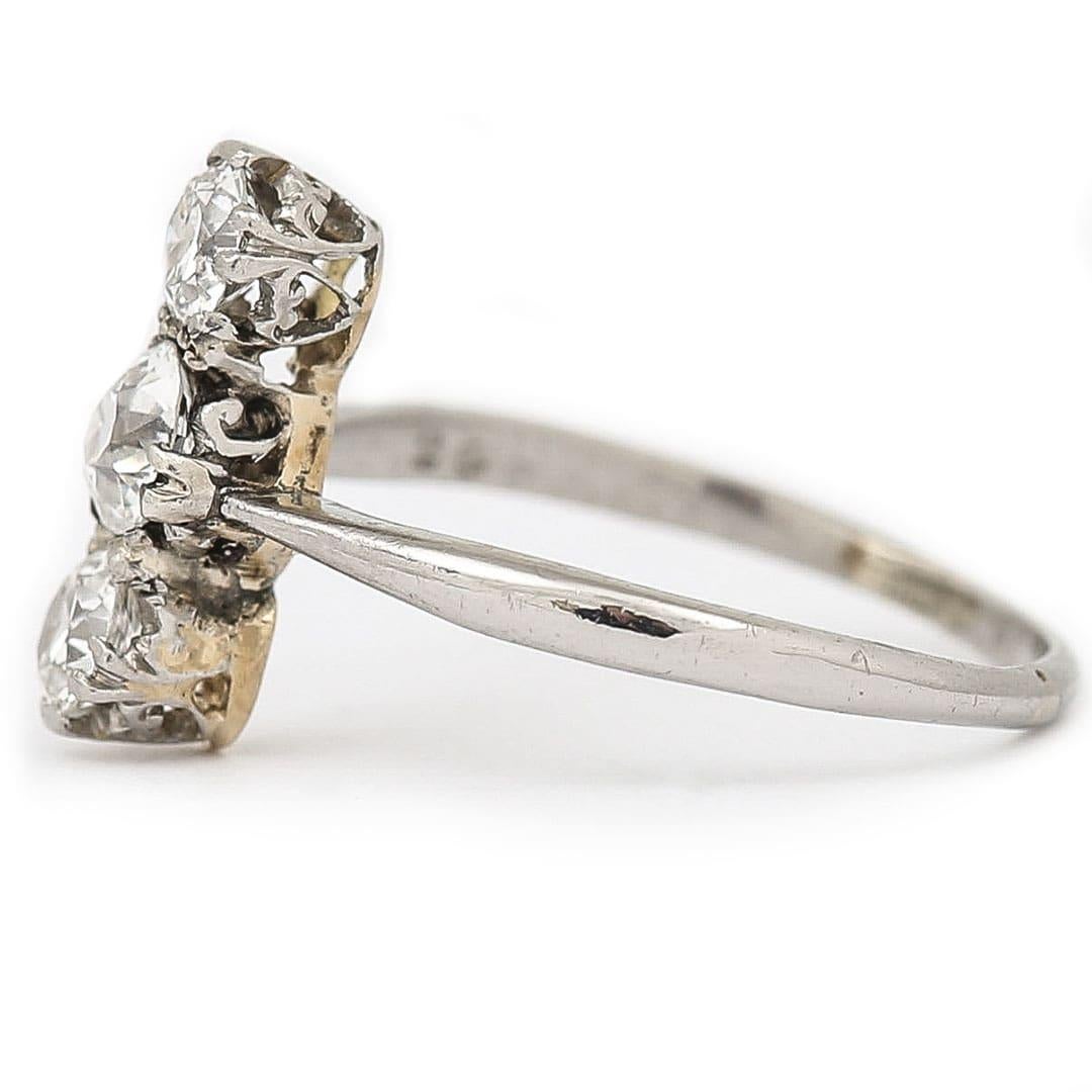 Art Deco Platinum Diamond Three Stone Ring 3