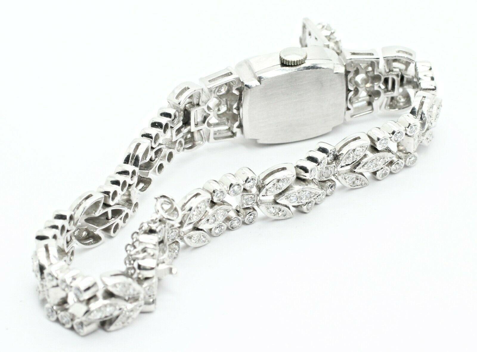 Round Cut Art Deco Style Platinum Diamond Watch-Bracelet