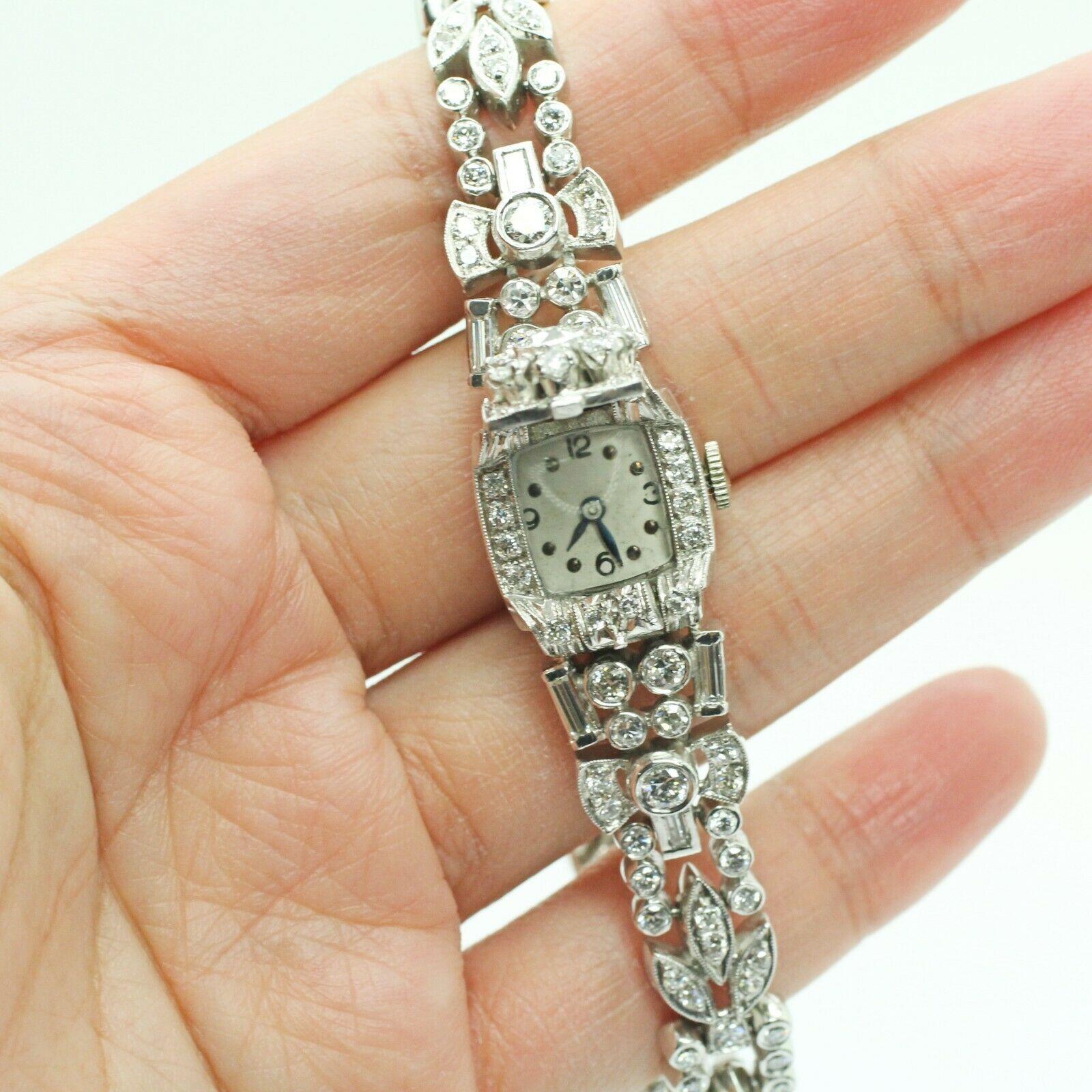 Art Deco Style Platinum Diamond Watch-Bracelet 1