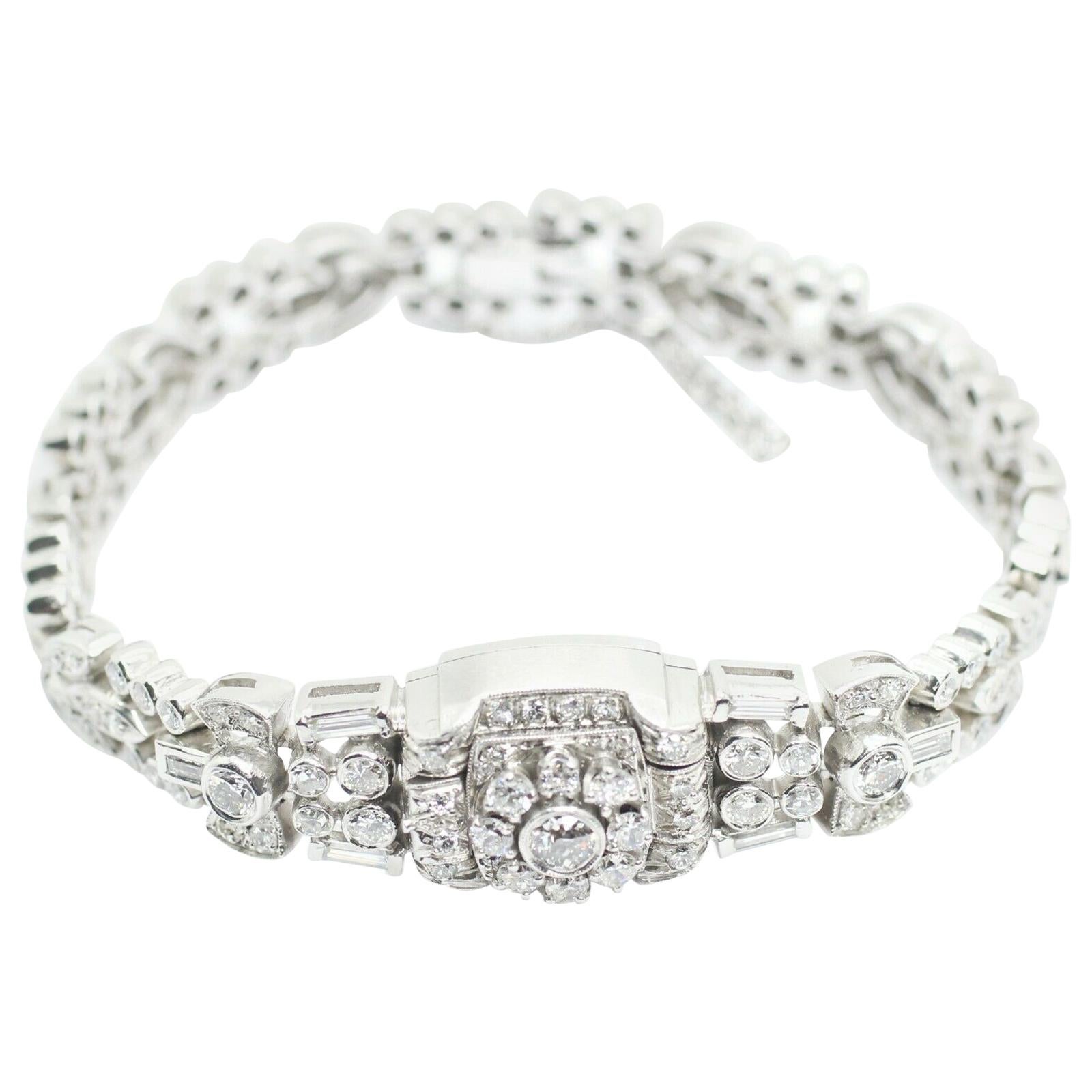 Art Deco Style Platinum Diamond Watch-Bracelet