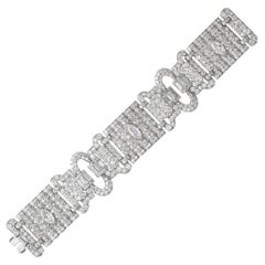 Bracciale Art Deco in platino con diamanti a pannello largo