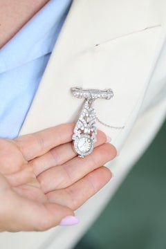 Art Deco Platinum Diamonds Ladies Watch Brooch Welson Swiss Boxed, 1920