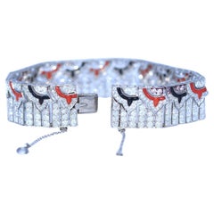 Art Deco Platinum Diamonds Onyx Links Bracelet, 1925