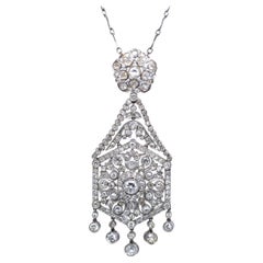 Art Deco Platinum Diamonds Pendant Chain, 1920