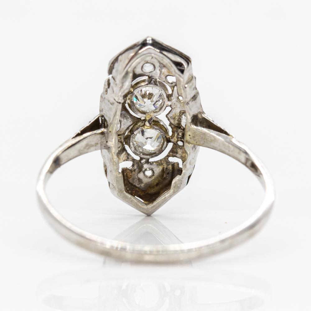 Old Mine Cut Art Deco Platinum Diamonds Ring