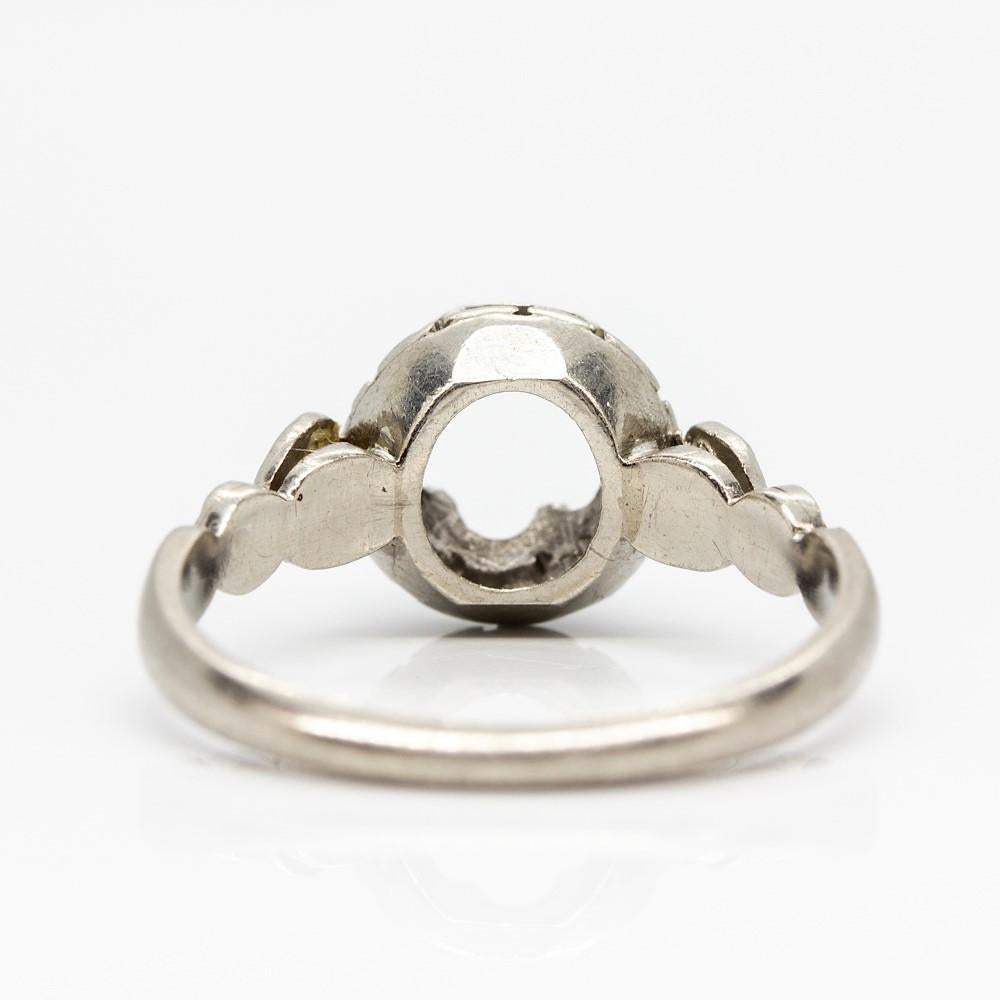 Old European Cut Art Deco Platinum Diamonds Semi Mounting Ring