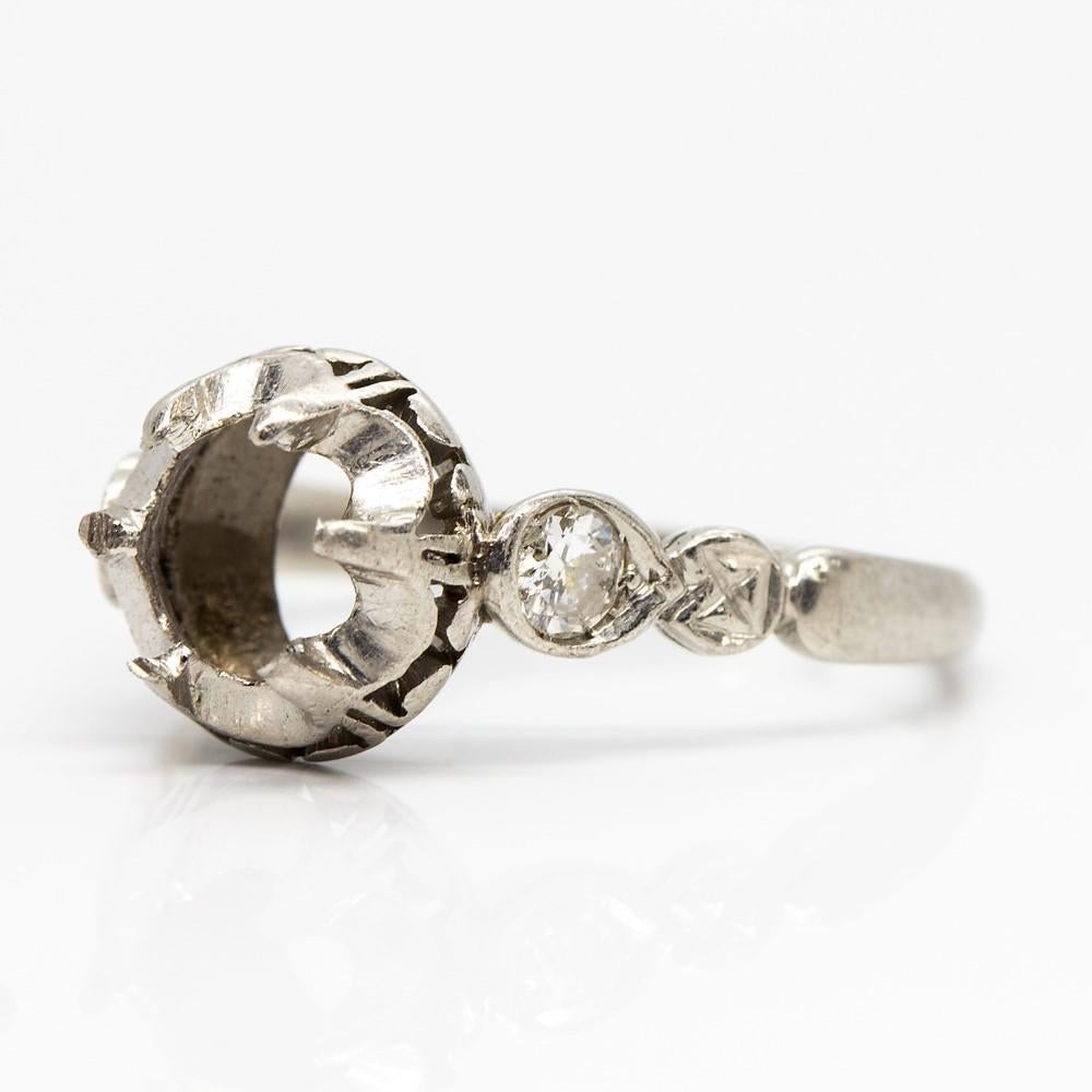 Art Deco Platinum Diamonds Semi Mounting Ring In Excellent Condition In Miami, FL