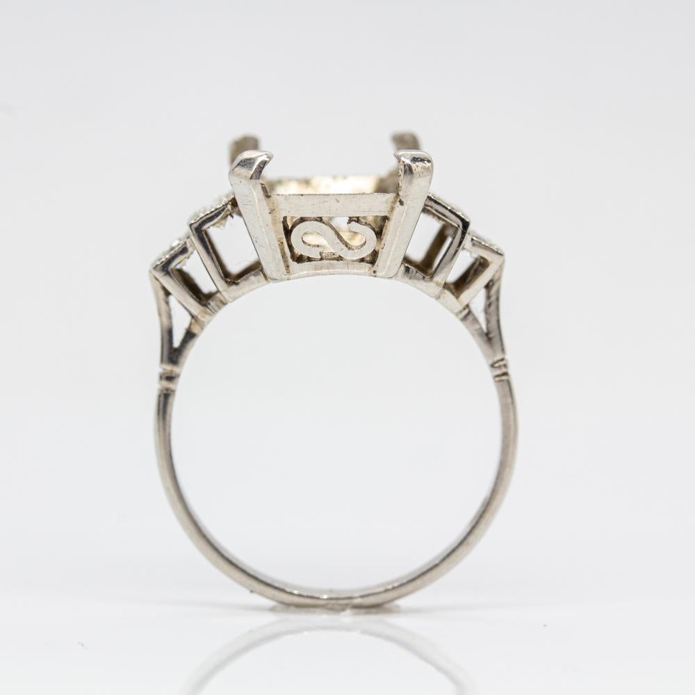 Art Deco Platinum Diamonds Semi Mounting Ring 1