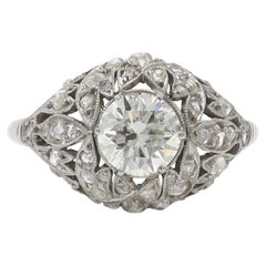 Art Deco Platinum Dome Filigree Diamond Engagement Ring