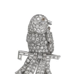 Art Deco Platinum Double Clip Diamond Bird Brooches