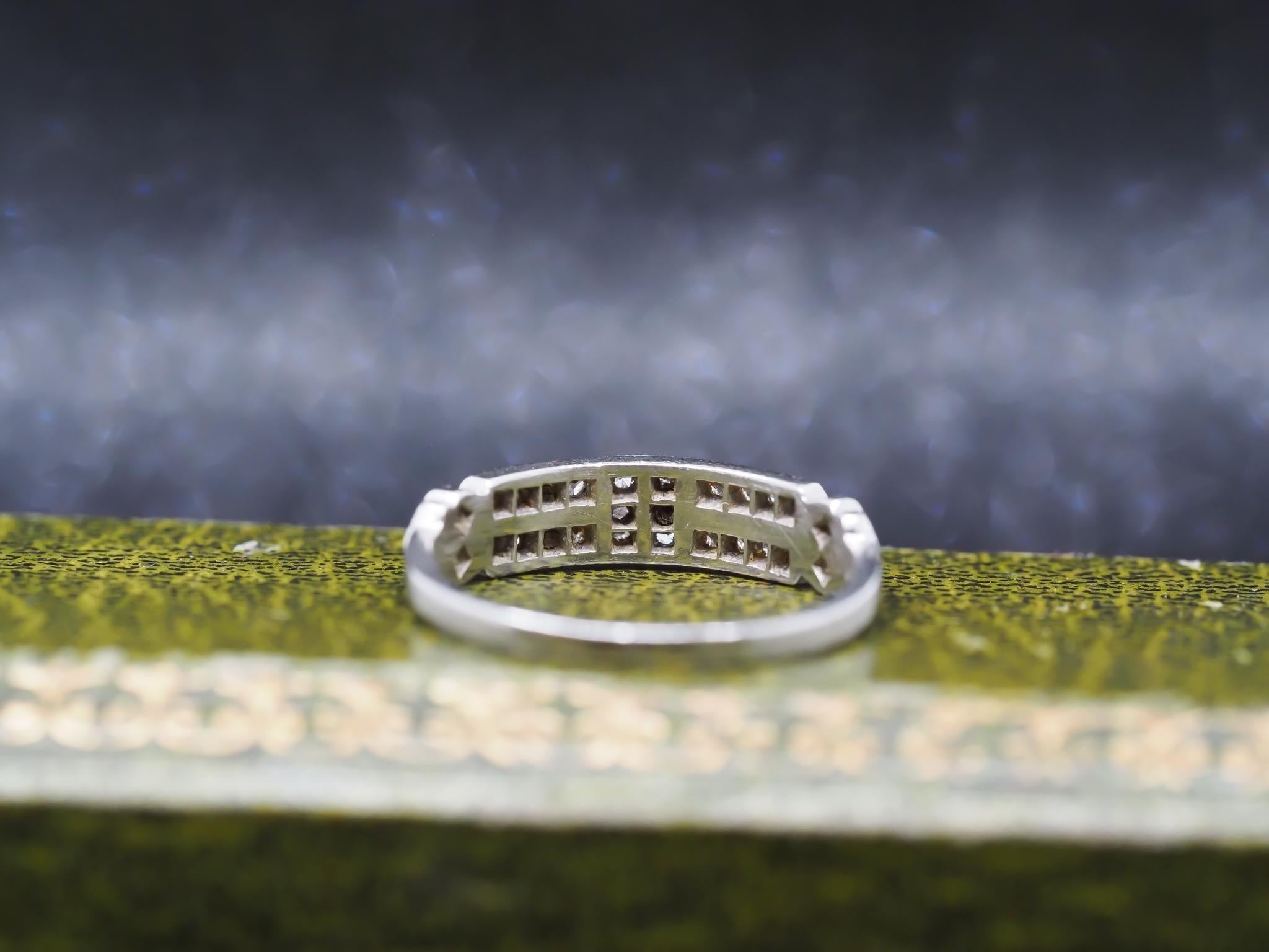 Art Deco Platinum Double Row Wedding Band For Sale 1