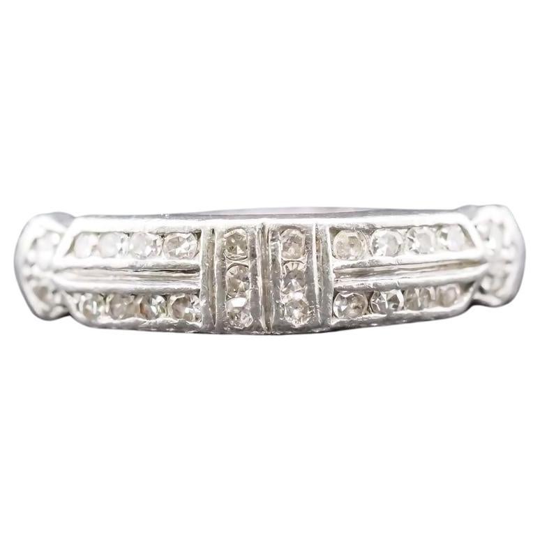 Art Deco Platinum Double Row Wedding Band