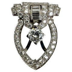 Clip de robe Art déco avec diamant de taille vieille Europe suspendu