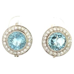 Art Deco Platinum Earrings with 3.5ct Aquamarine and 0.44ct Diamond