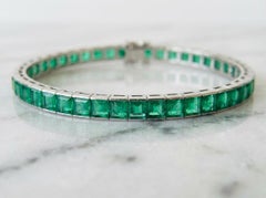 Art Deco Platin Smaragd-Armband circa 20.00 Karat Vintage 1920er Jahre