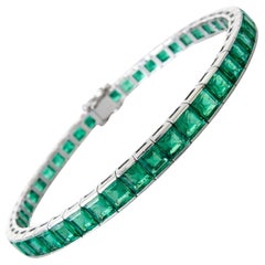 Art Deco Platin Smaragd-Armband circa 20.00 Karat Vintage 1920er Jahre