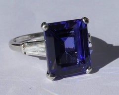 Tanzanite in Platinum Diamond Handmade Art Deco Engagement Ring