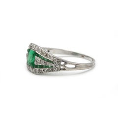 Art Deco Platinum Emerald & Diamond Ring (c. 1910–1920)