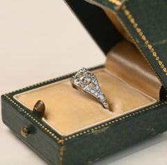 Art Deco Platinum Engagement Ring. GIA 0.90ct Old European Cut Diamond Ring GVS2