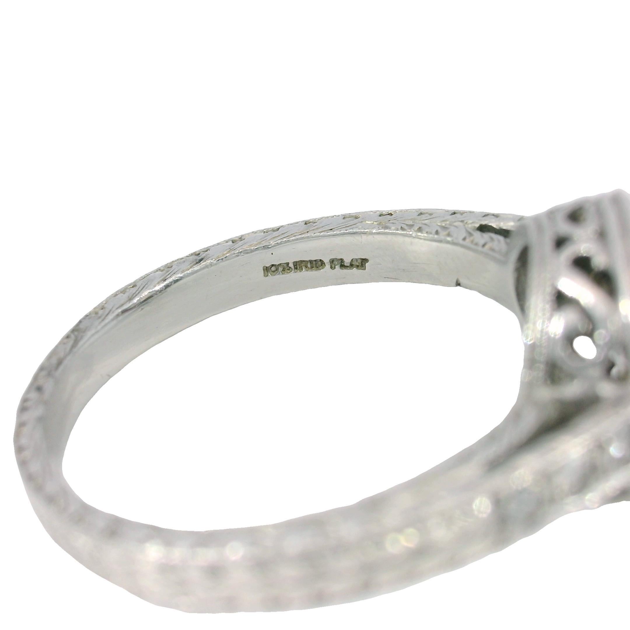 Art Deco Platinum Engagement Ring Rubies and ~1.62ct Transitional Cut Diamond For Sale 3