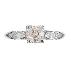 Art Deco Platinum Engagement Ring with 0.51ct Light Brown Diamond