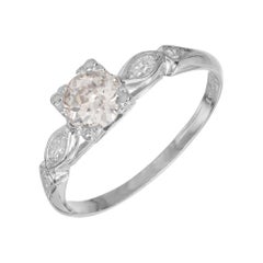 Art Deco Platinum Engagement Ring with 0.51ct Light Brown Diamond
