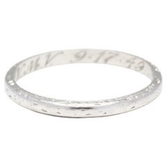 Vintage Art Deco Platinum Engraved Eternity Wedding Band