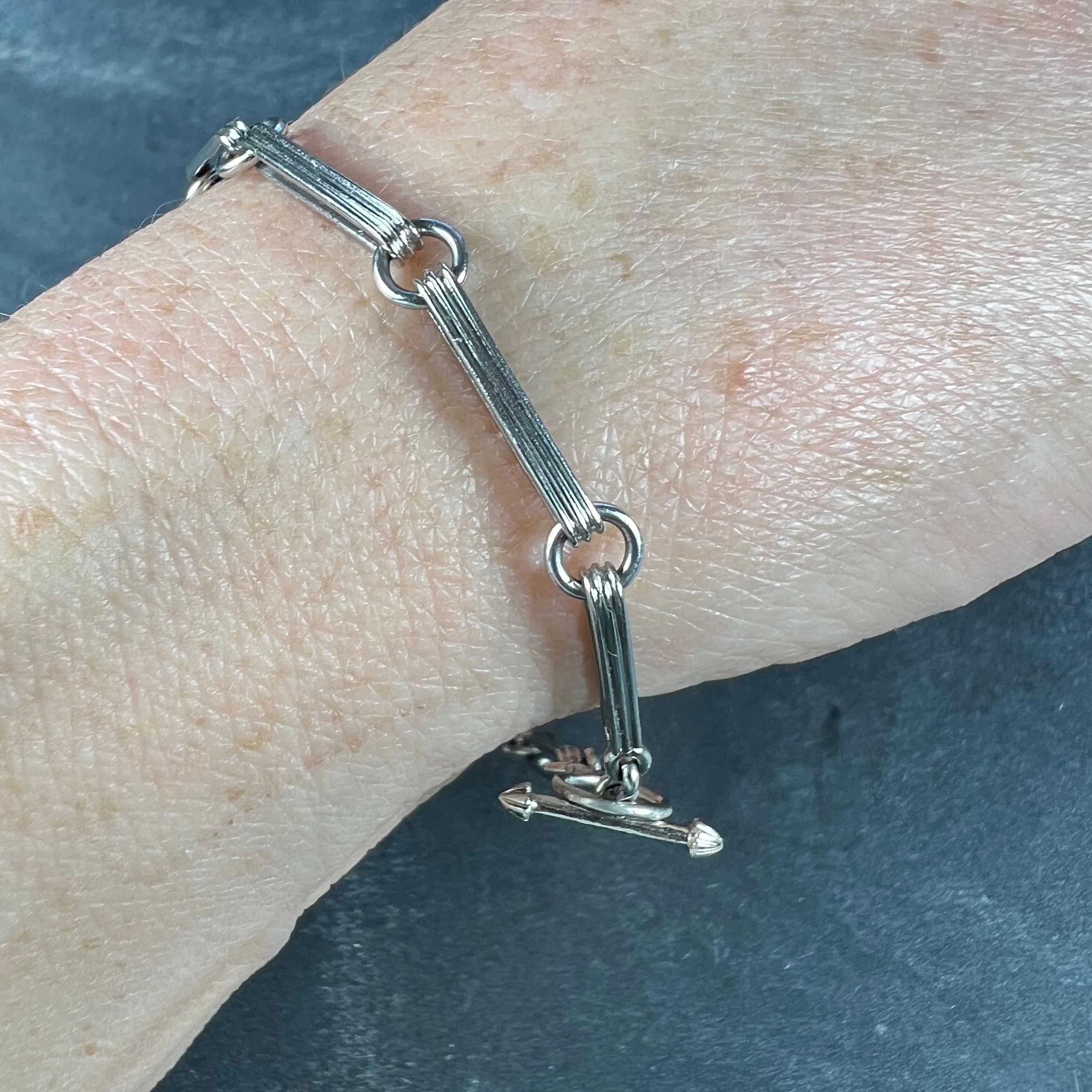 Art Deco Platin Ausgefallenes Gliederkette-Armband 5
