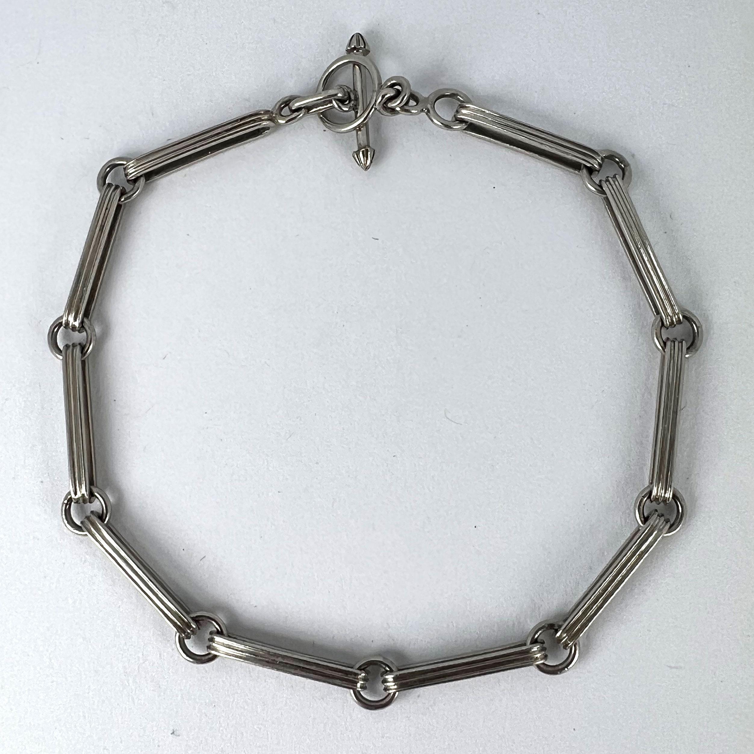 Art Deco Platinum Fancy Link Chain Bracelet For Sale 11