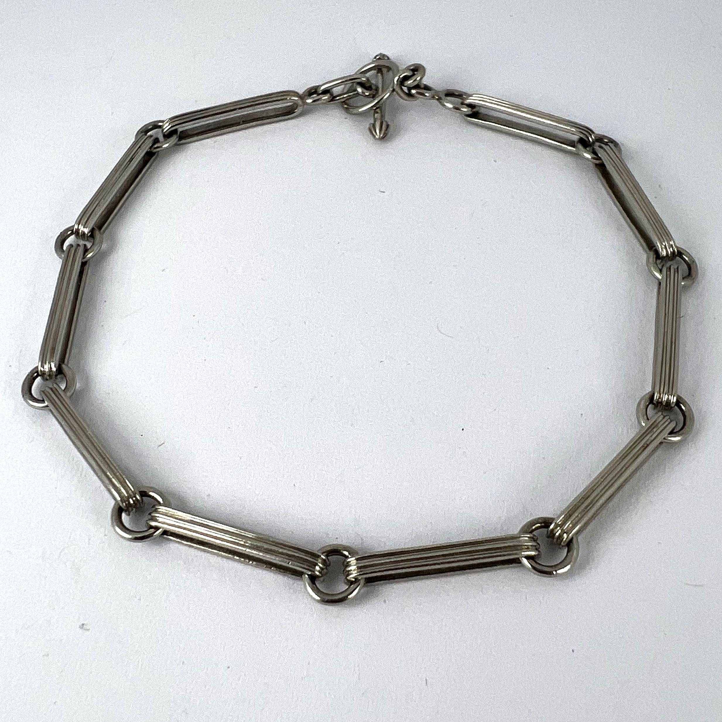 Art Deco Platinum Fancy Link Chain Bracelet For Sale 12