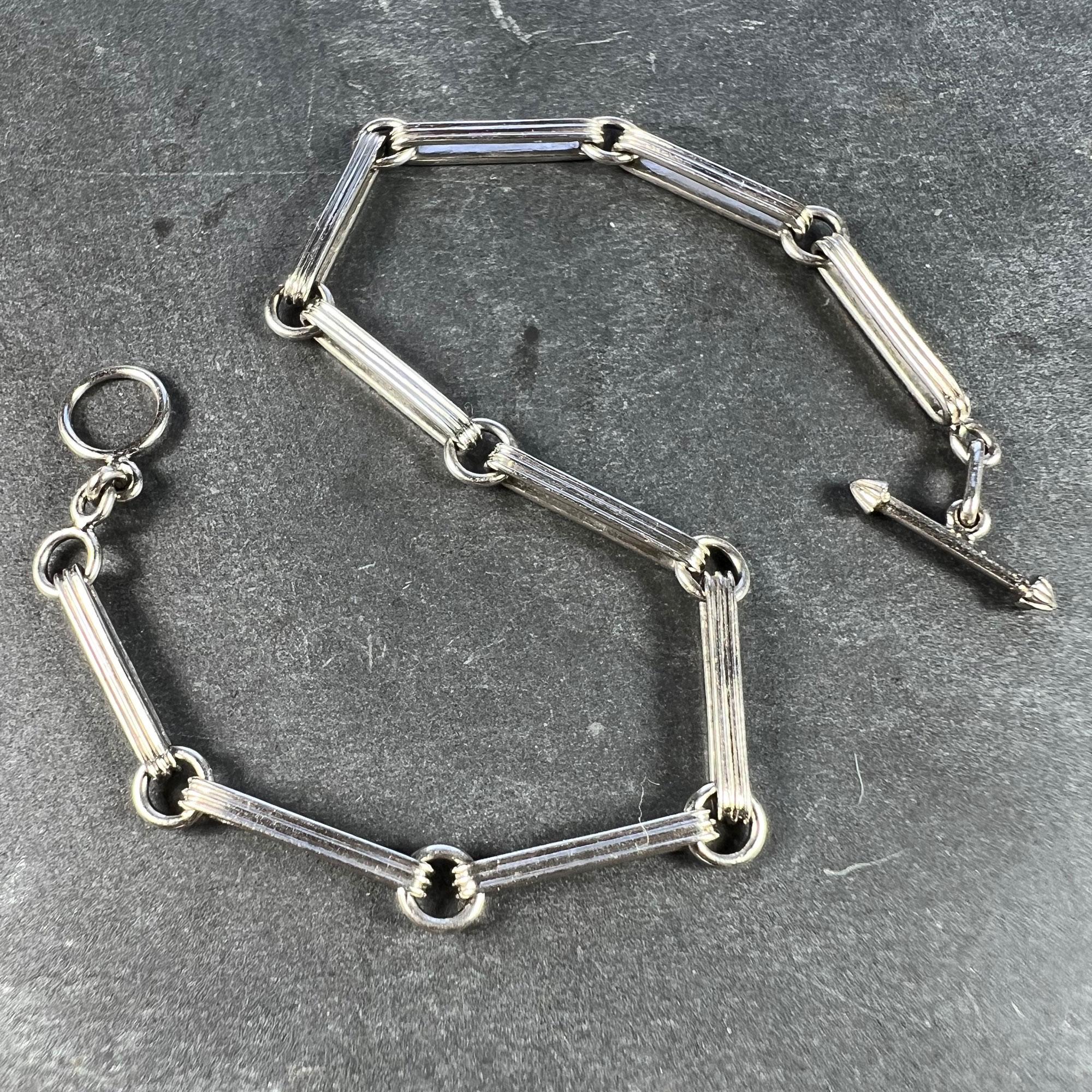 Art Deco Platinum Fancy Link Chain Bracelet In Good Condition For Sale In London, GB