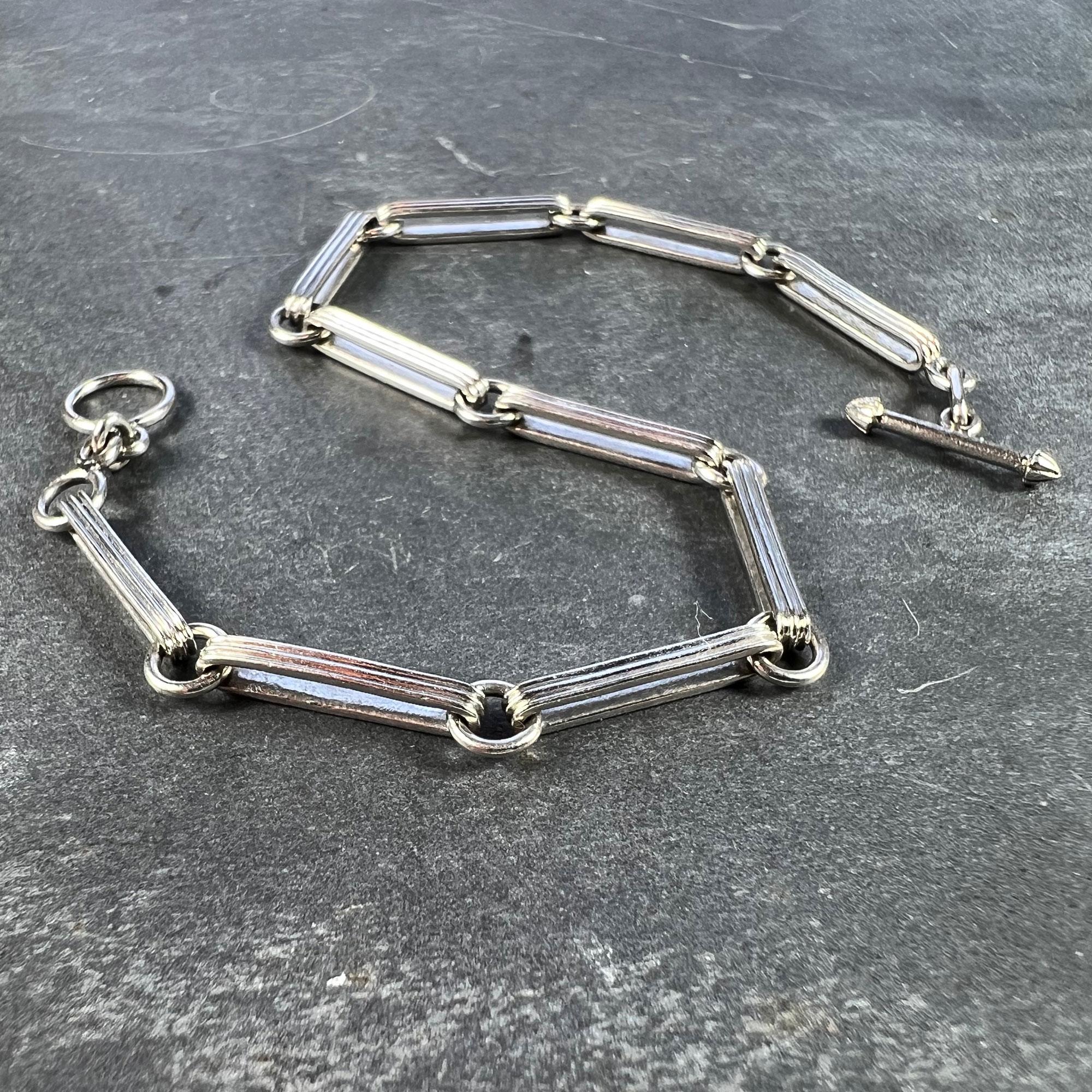 Art Deco Platinum Fancy Link Chain Bracelet For Sale 1