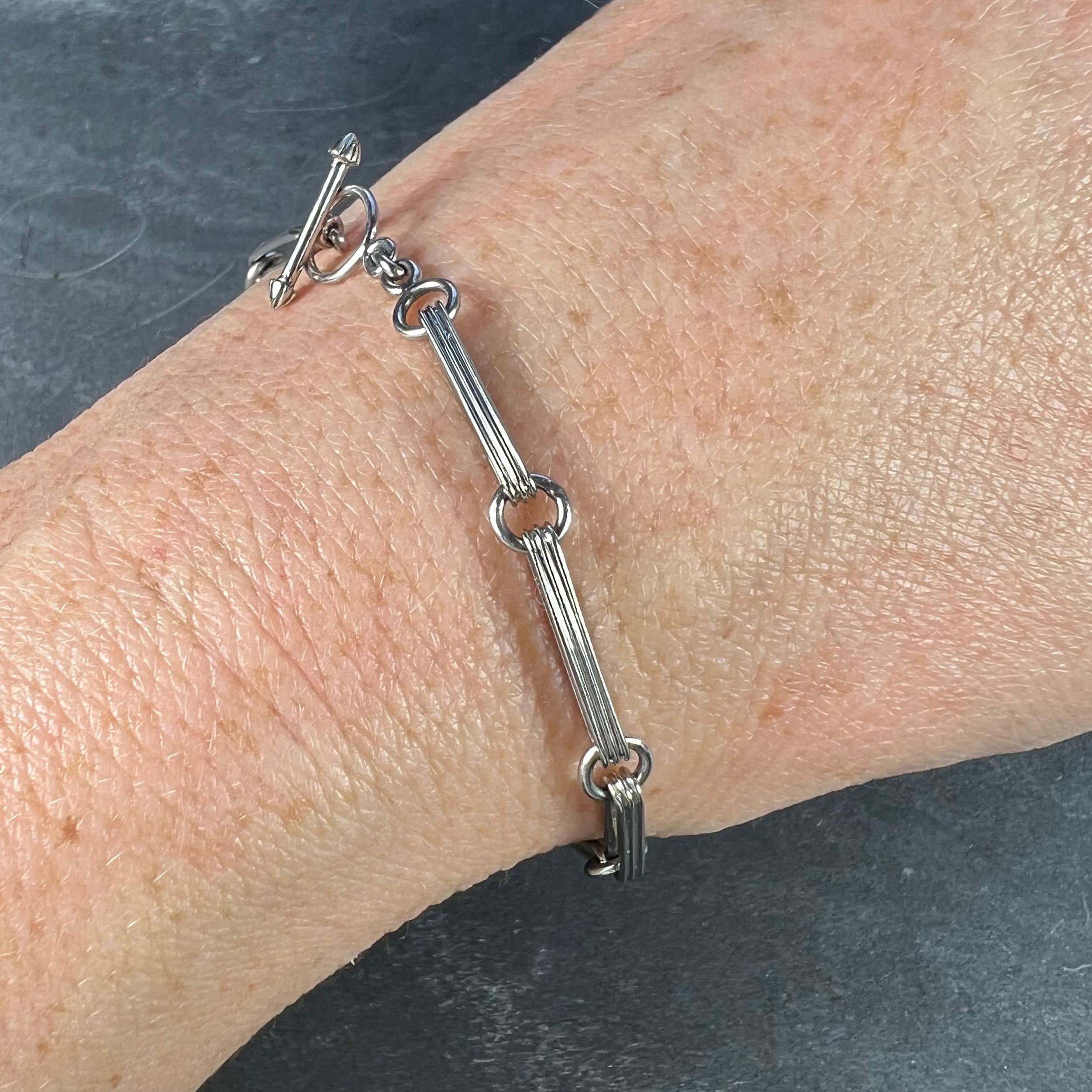 Art Deco Platin Ausgefallenes Gliederkette-Armband 4