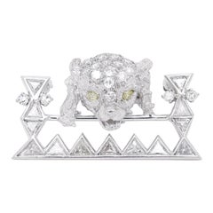Art Deco Platinum & Fancy Yellow & White Diamond Figural Poodle Dog Brooch