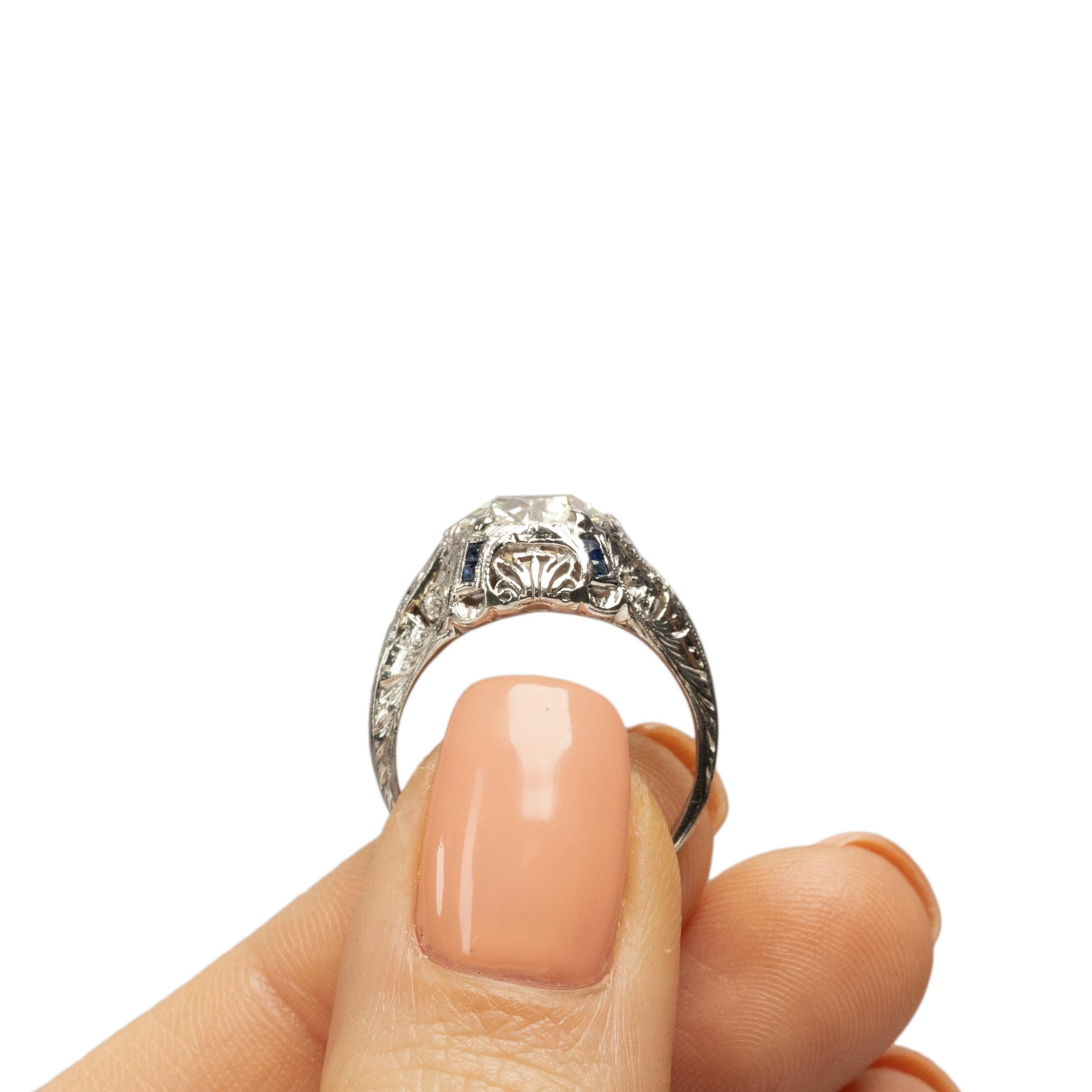Art Deco Platinum Filigree 2.02 Ct Old European Cut Diamond Engagement Ring 3