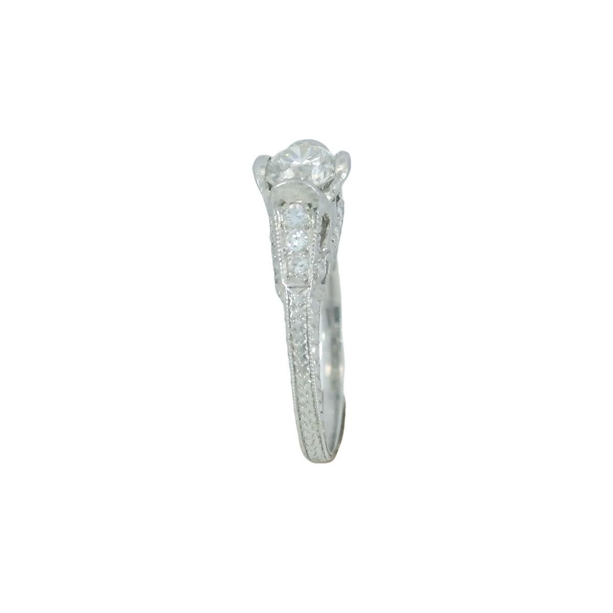 Anello impilabile di fidanzamento in platino filigranato Art Deco con diamanti ~.62ctw in vendita 1