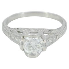 Art Deco Platinum Filigree Diamond Engagement Stackable Ring ~.62ctw