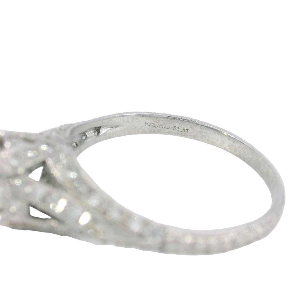 Anello impilabile di fidanzamento in platino filigranato Art Deco con diamanti ~.82ctw in vendita 2