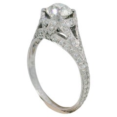 Art Deco Platin filigraner Diamant Verlobungsring stapelbar ~.82ctw