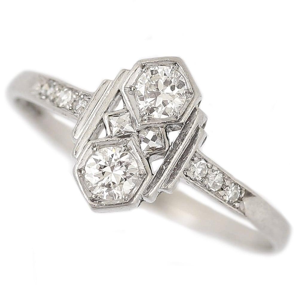 Art Deco Platinum Four-Stone Diamond Ring, circa 1935-1938 6