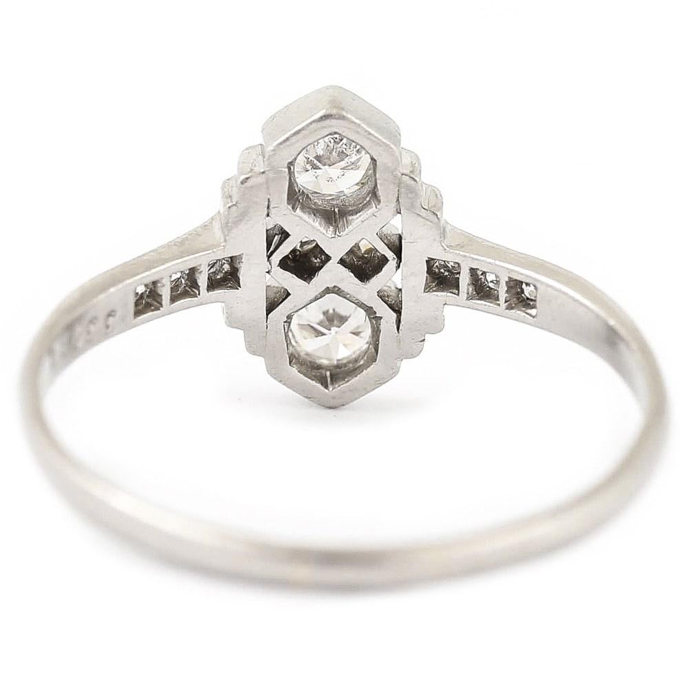Art Deco Platinum Four-Stone Diamond Ring, circa 1935-1938 3